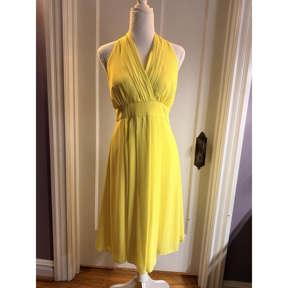 Vince Camuto Neon Yellow Halter Dress Size 8